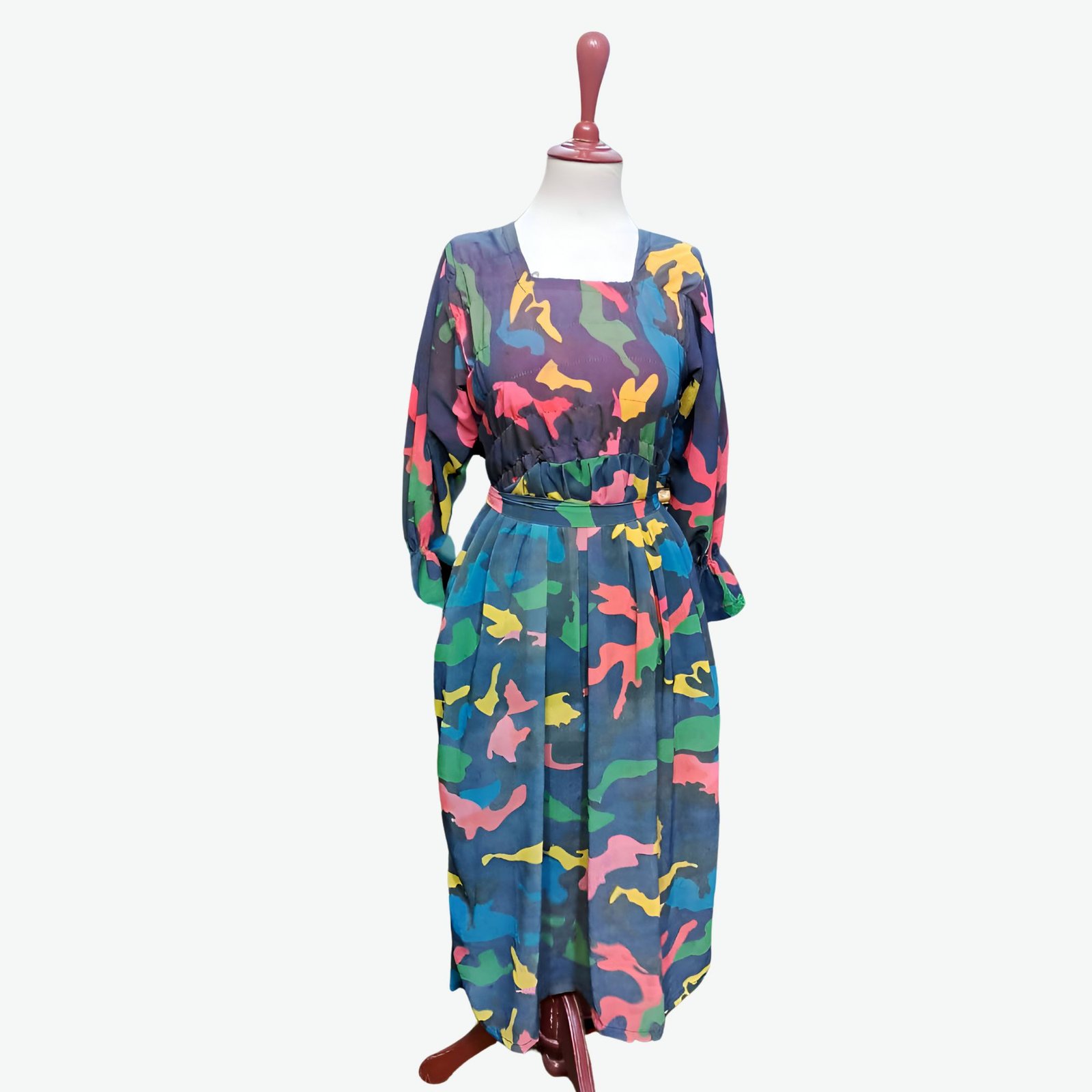 Multi-Color Abstract/Camo Print Dress