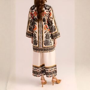 Vibrant Printed Kaftan-Style Co-ord Set - Long Shirt & Wide-Leg Trousers
