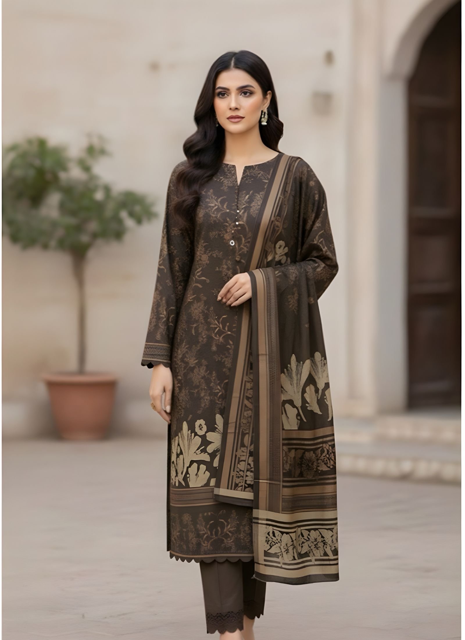 Persian Wool Embroidered 3PC Suit