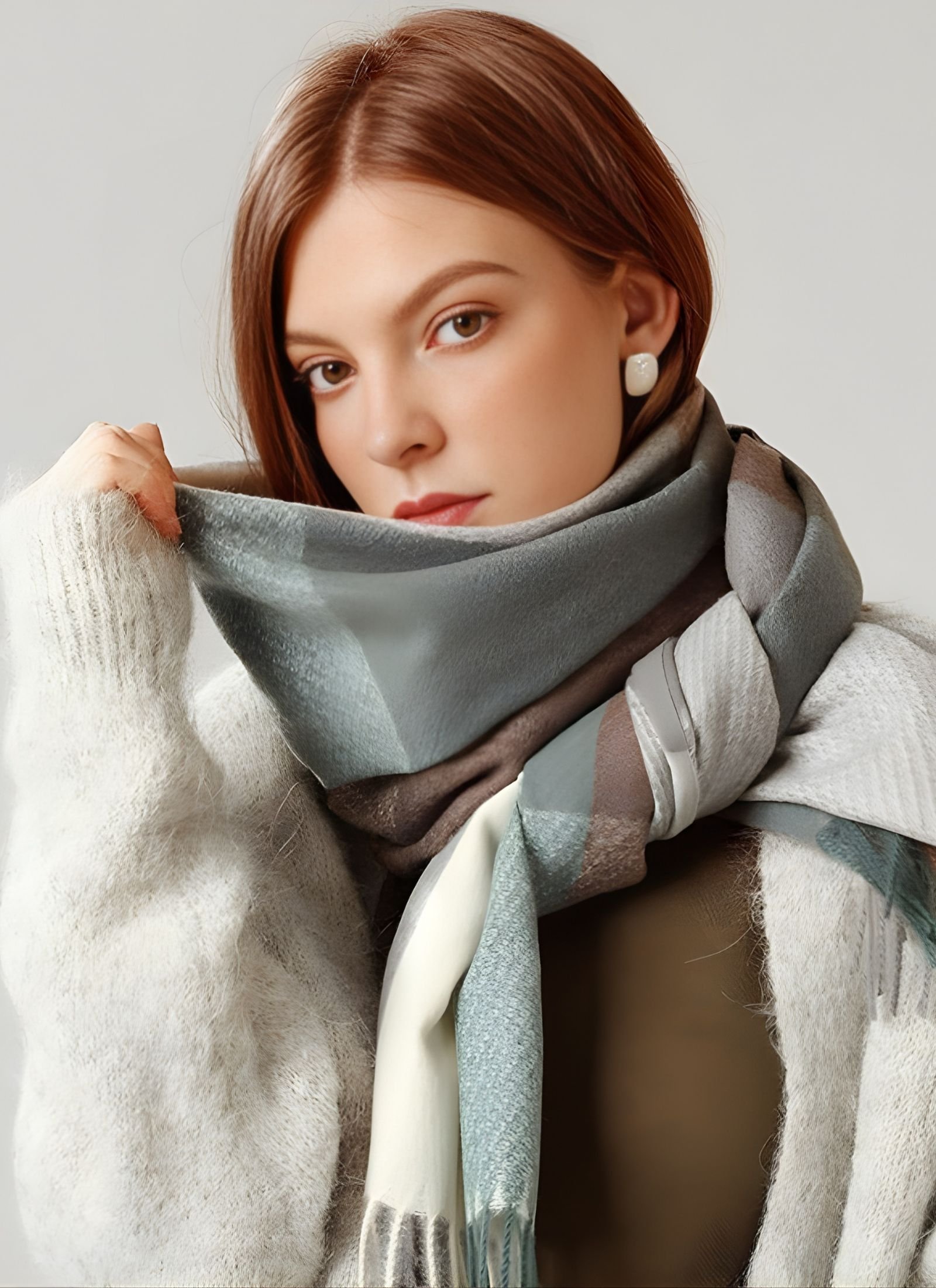 Soft Pastel Plaid Checked Winter Shawl/Scarf