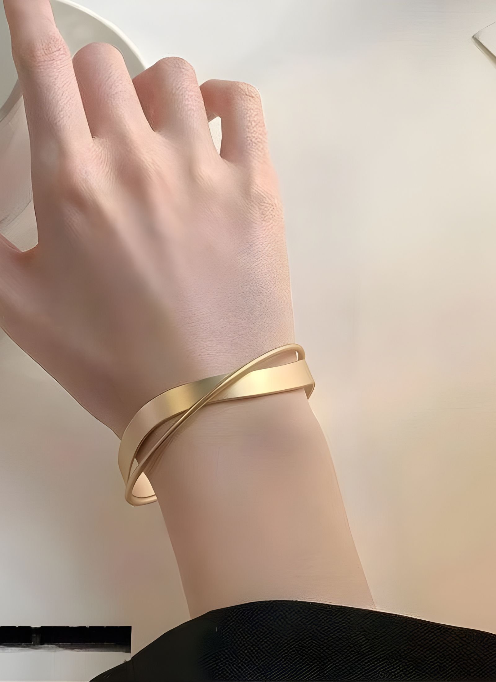 Minimalist Intertwined Twist Gold-Tone Cuff Bracelet