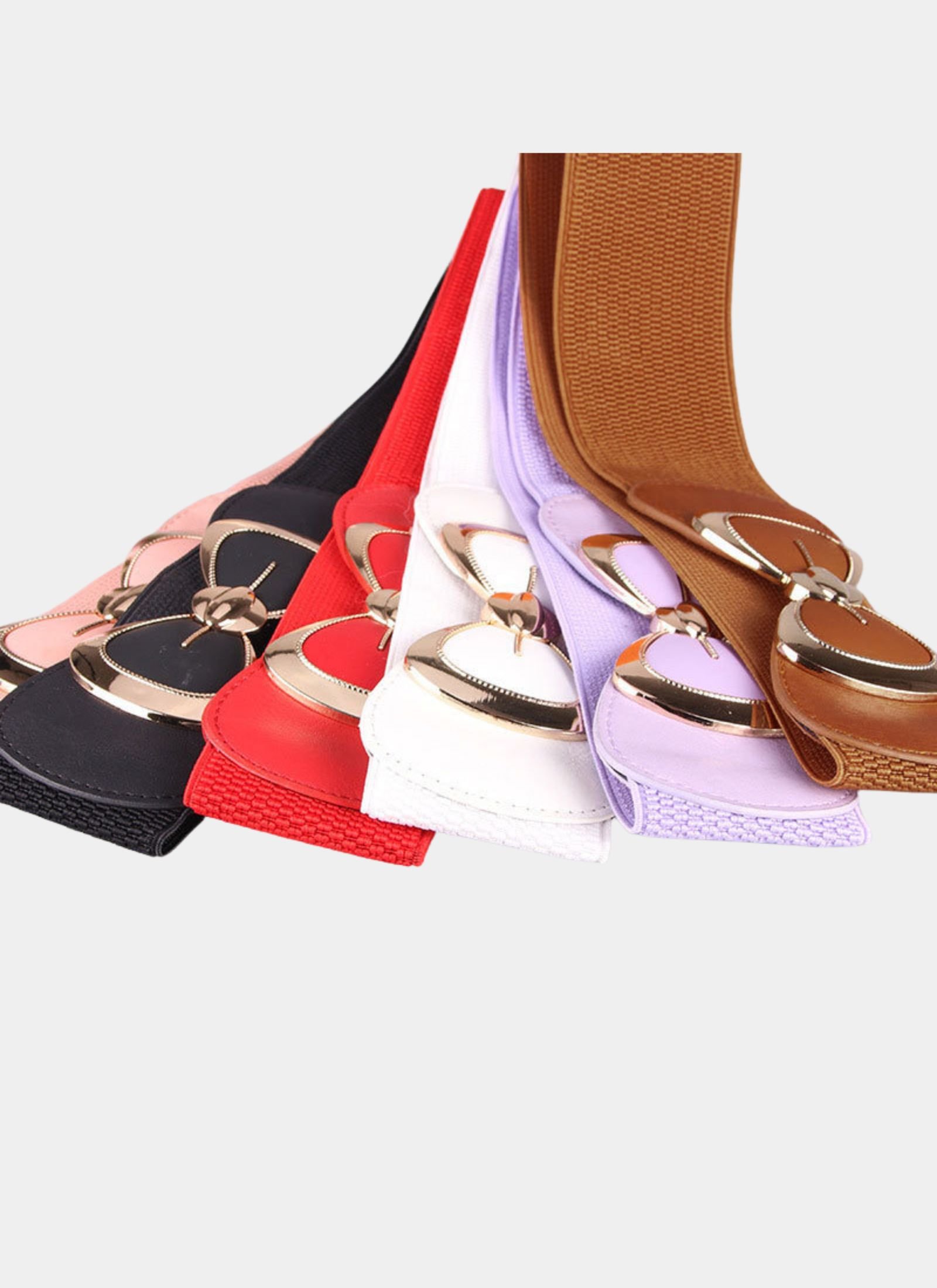 Wide Elastic Waist Cinching Belt with Metallic Buckle (Multi-Color Options)